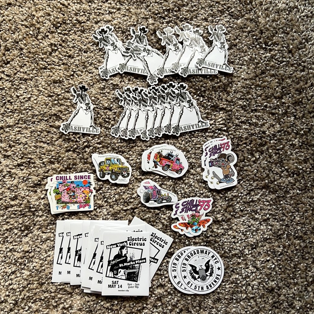 Loot of brandy stickers!